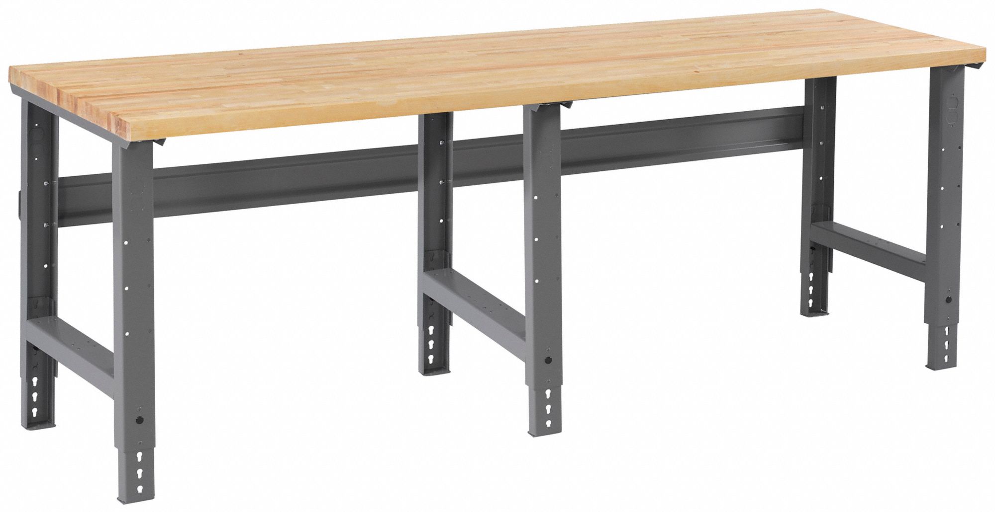 Workbench: Adj Ht, Laminated Hardwood Butcher Block, 96 in x 36 in, Gray