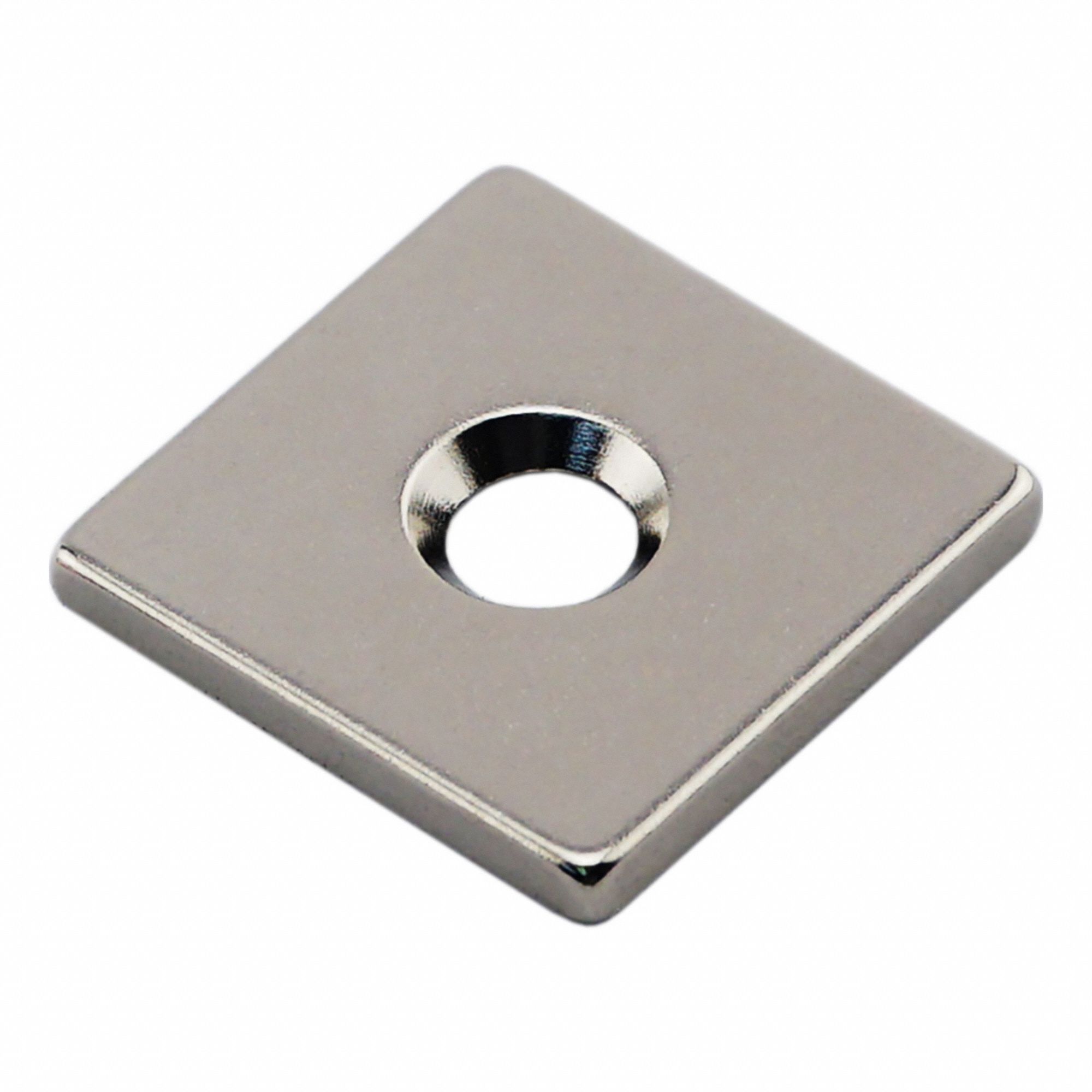 Rare Earth Magnet: Neodymium, 0.265" Tap Size, 0.125 in Thick, 1 in Overall Wd, 45