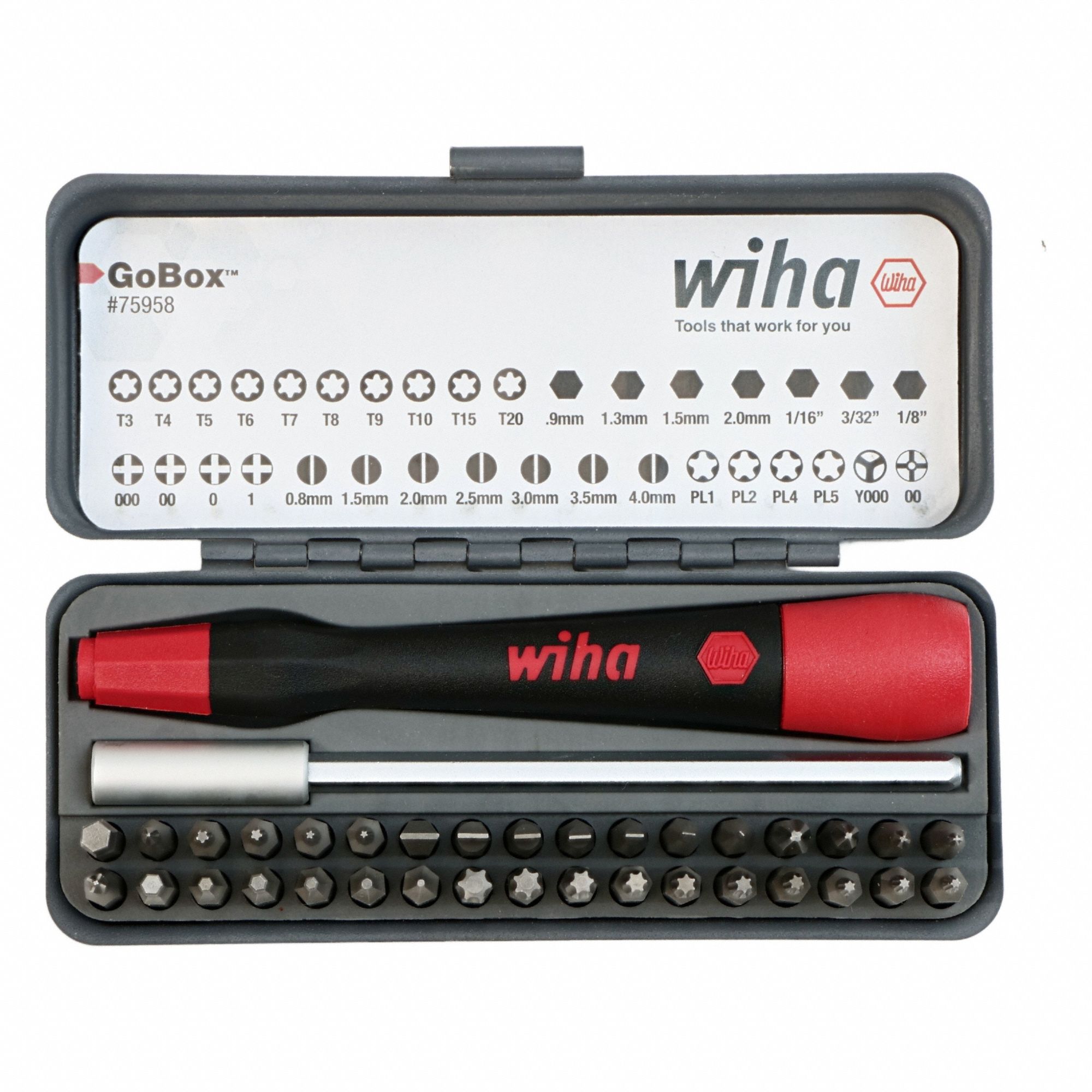 Socket Bit Sets: 26 - 50 Pieces, 4 mm Drive Size, 36 Pieces, 4 1/4 in Overall Lg, GoBox