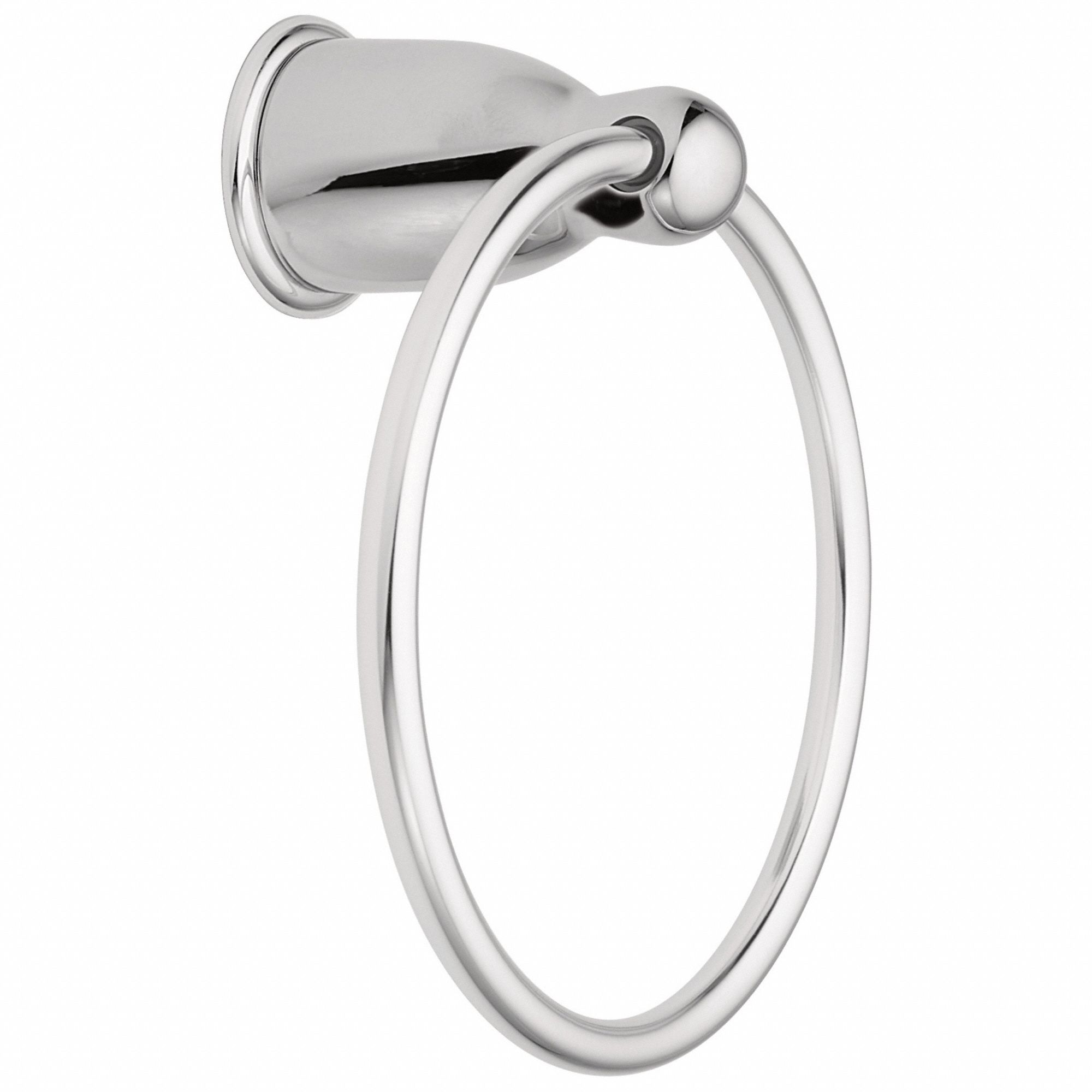Towel Ring: YB8086CH, Wall Mount, 2 in Base Ht, 2 in Base Wd, 6 3/8 in Ring Ht, Aluminum/Zinc