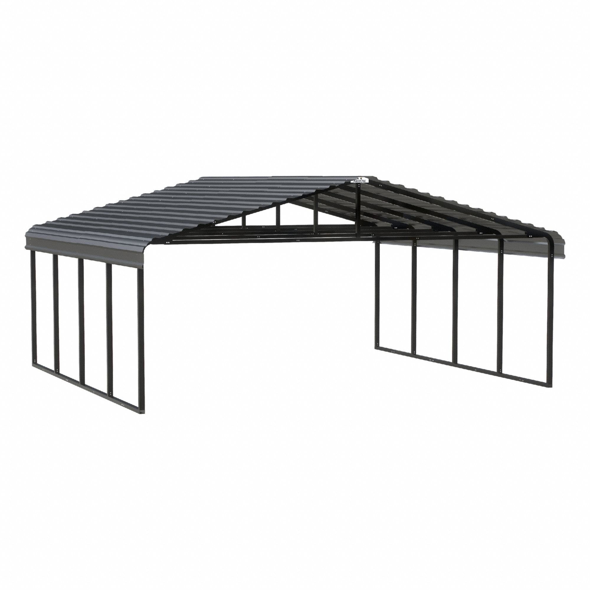 Carport: 20 ft Overall Lg, 20 ft Overall Wd, 9 ft Overall Ht, Powder Coated, Galvanized Steel