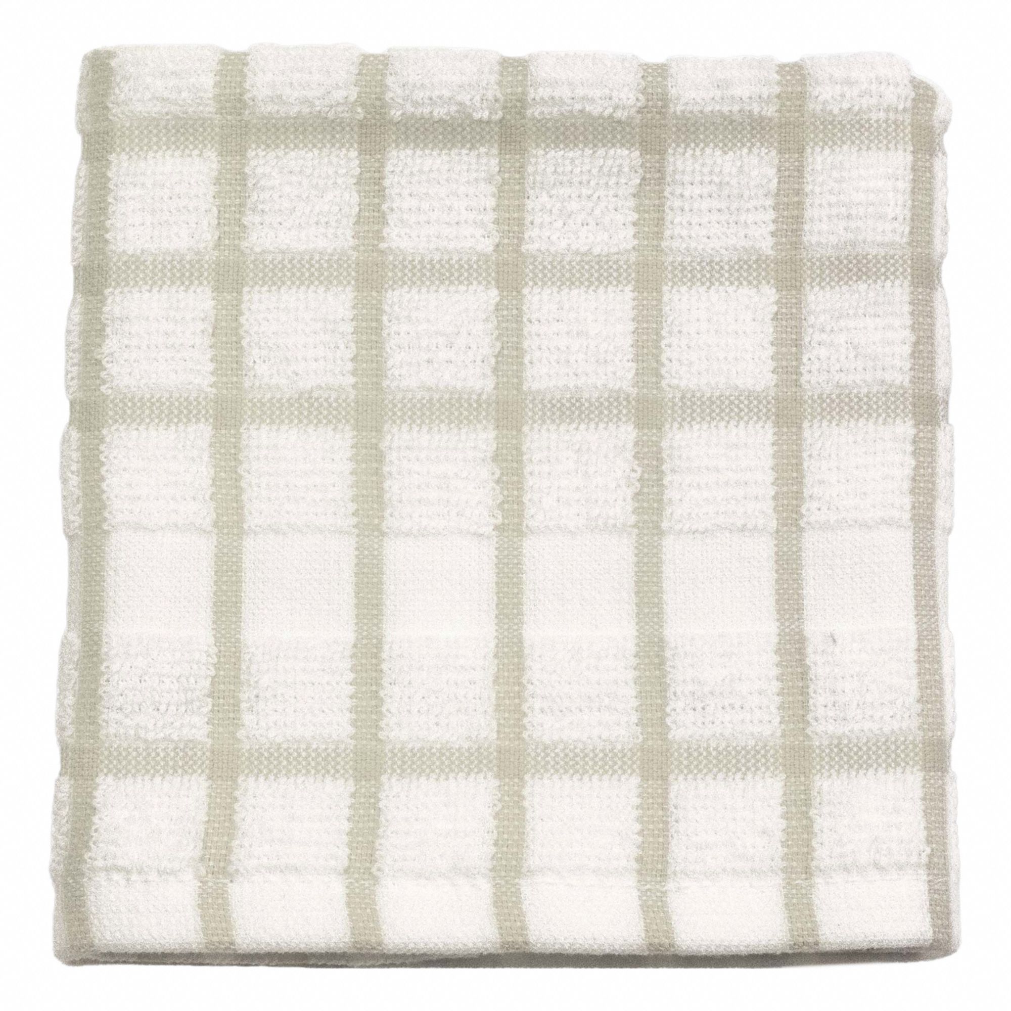 Dish Cloth: Tan, Windowpane, 100% Ring-Spun Cotton Material, 12 in Overall Lg