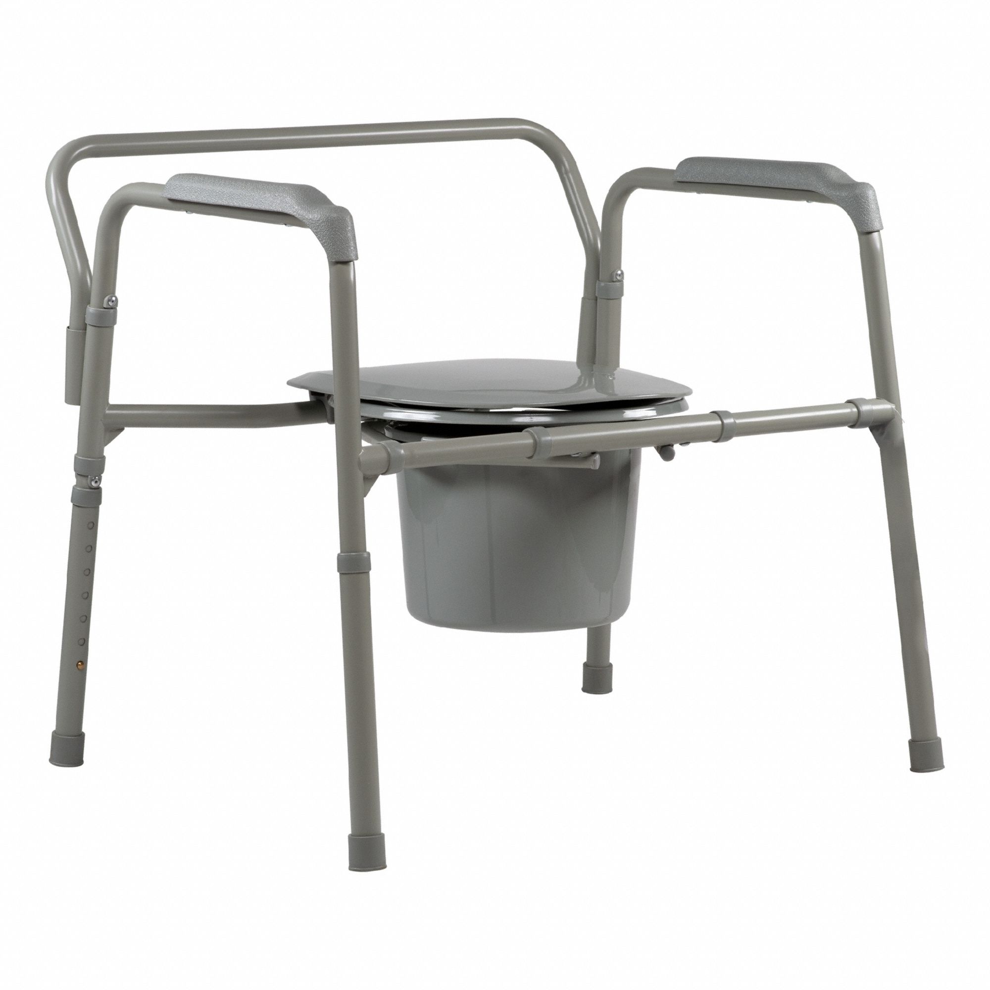 Commode Chair: Gray, 30 11/16 in Overall Wd, 29 in Overall Ht