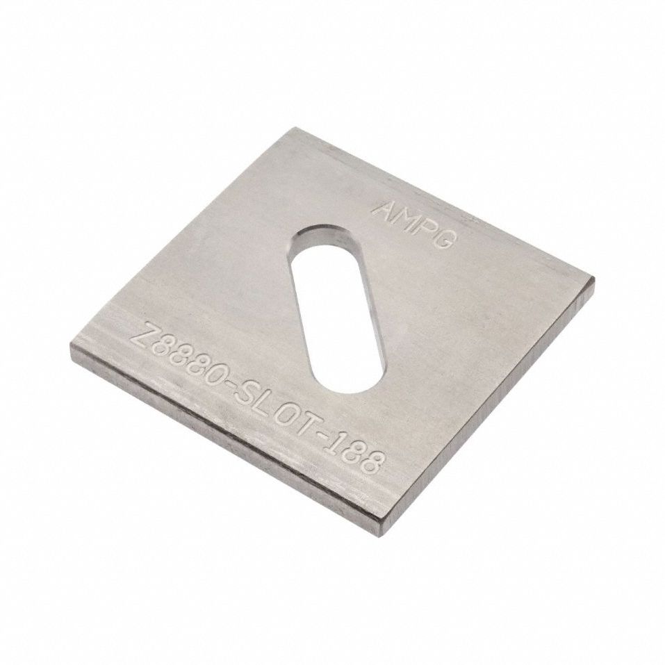 Slotted Square Washer: 18-8, Stainless Steel, 1/2 in Screw Sz, 0.563 in In Dia, 0.265 in Max Thick