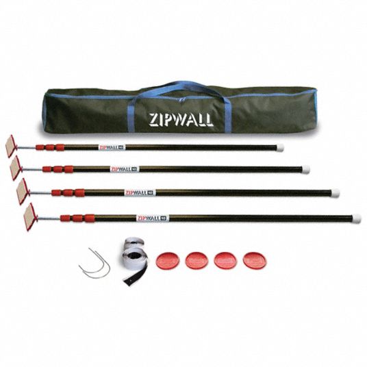 ZIPWALL, Telescoping, 4.16 ft Min Extension Ht, Dust Barrier