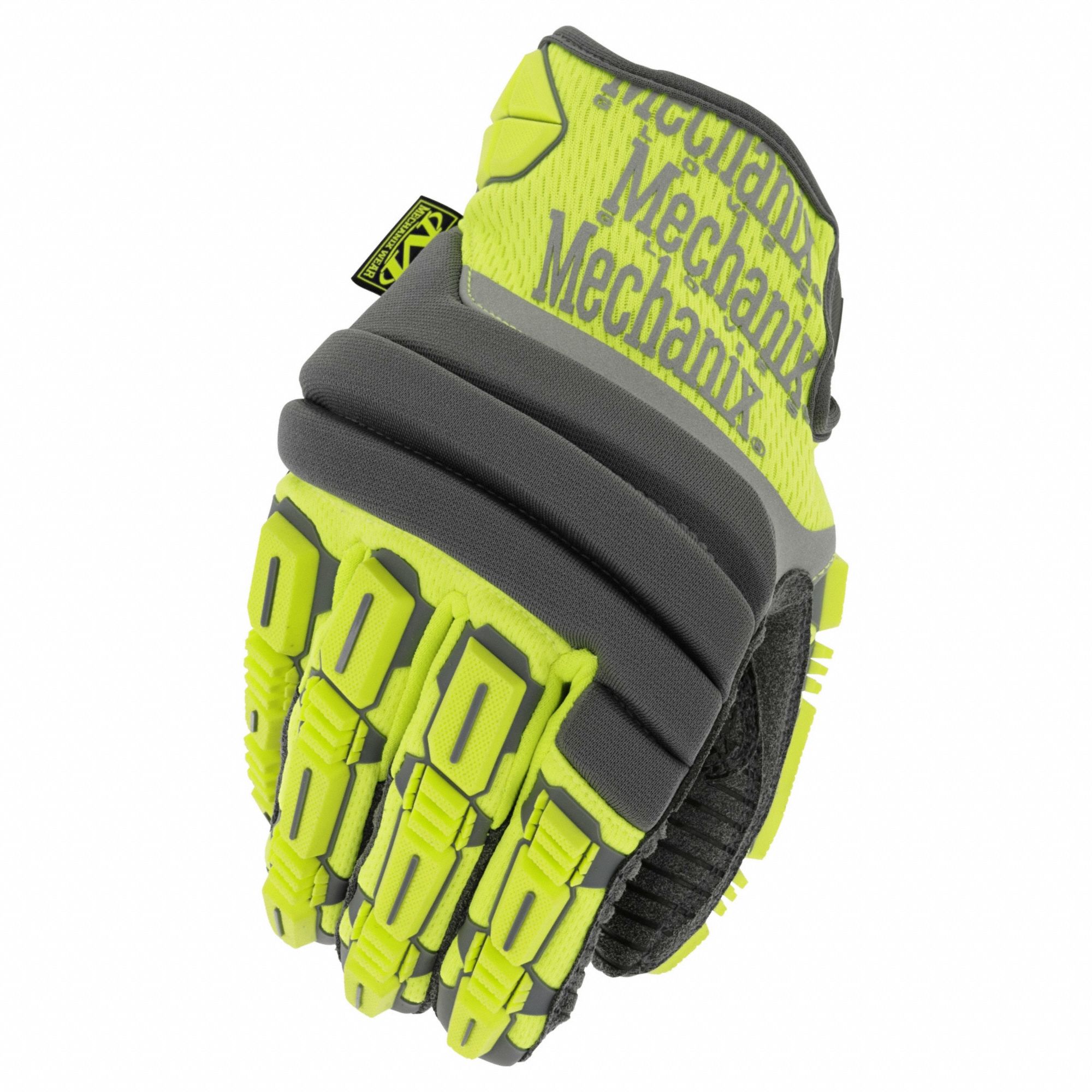 M-PACT 2 MECHANICS GLOVES, L (10) FULL FINGER, HOOK-AND-LOOP CUFF, HI-VIS YELLOW