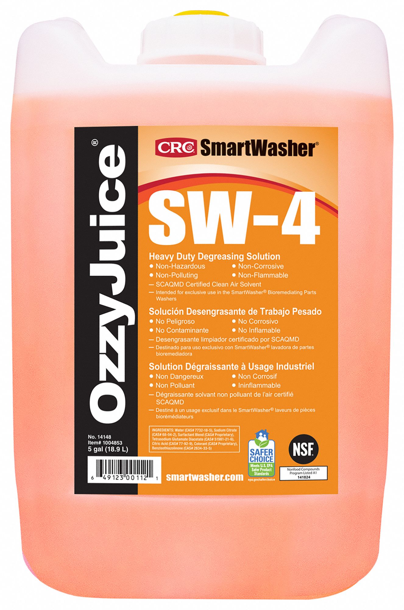 CRC Parts Washer Cleaning Solution 5 gal Size, Orange 5YK8714148