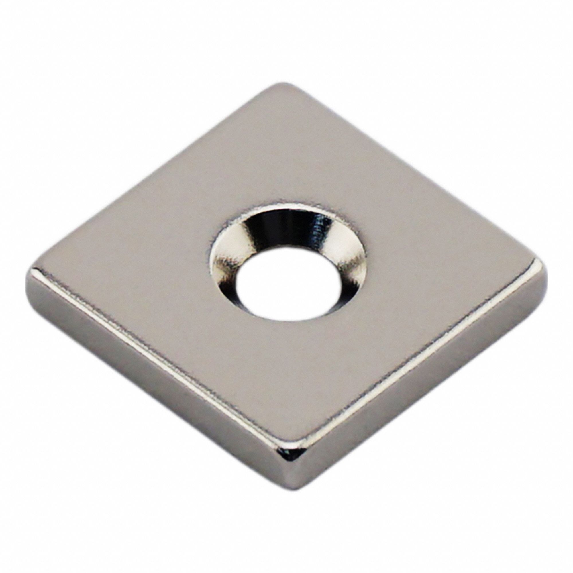 Rare Earth Magnet: Neodymium, 0.206" Tap Size, 0.125 in Thick, 3/4 in Overall Wd, 45