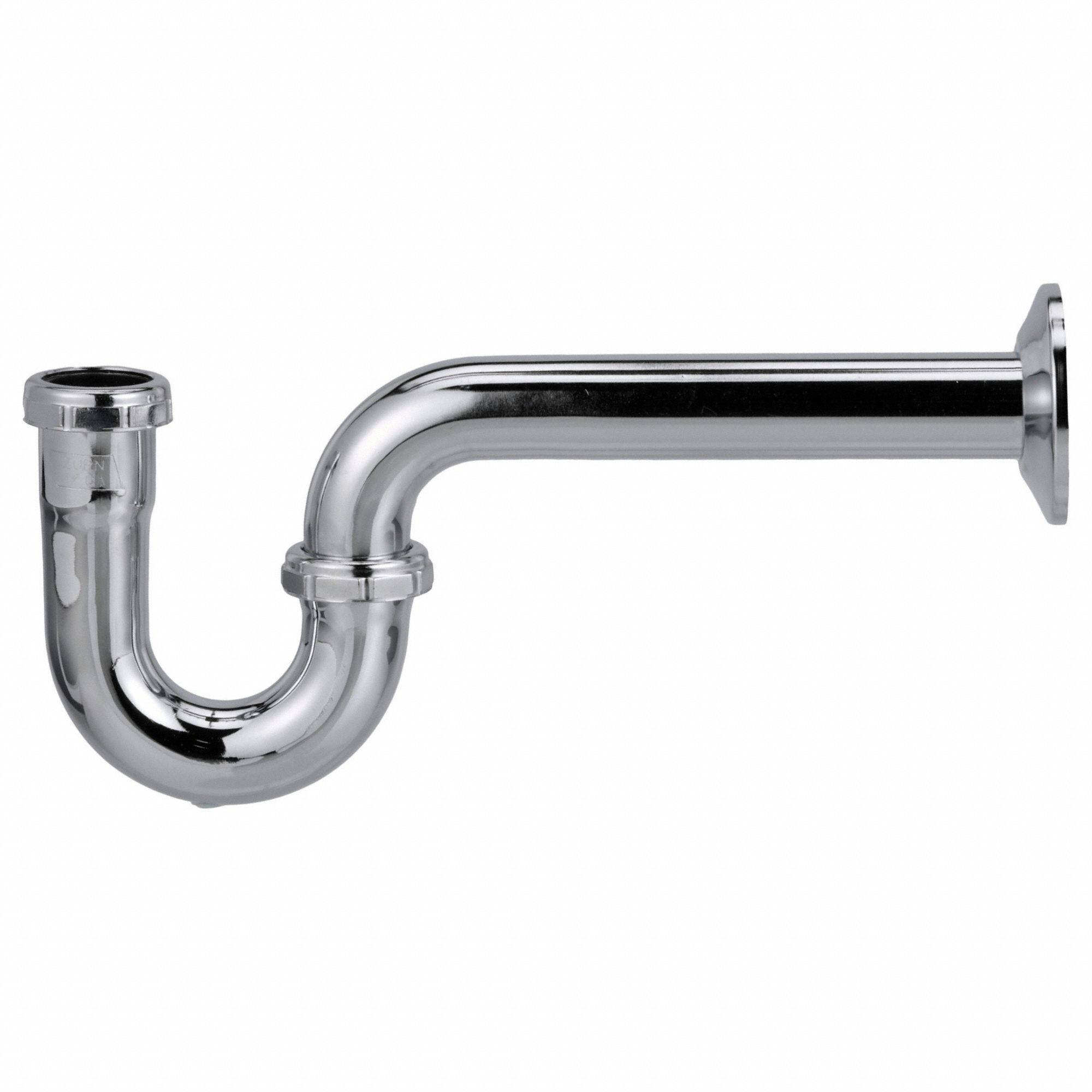 Trap: Brass, Chrome, Silver, 1 1/4 in Nominal Pipe Size, 11 1/4 in Overall Lg, Slip