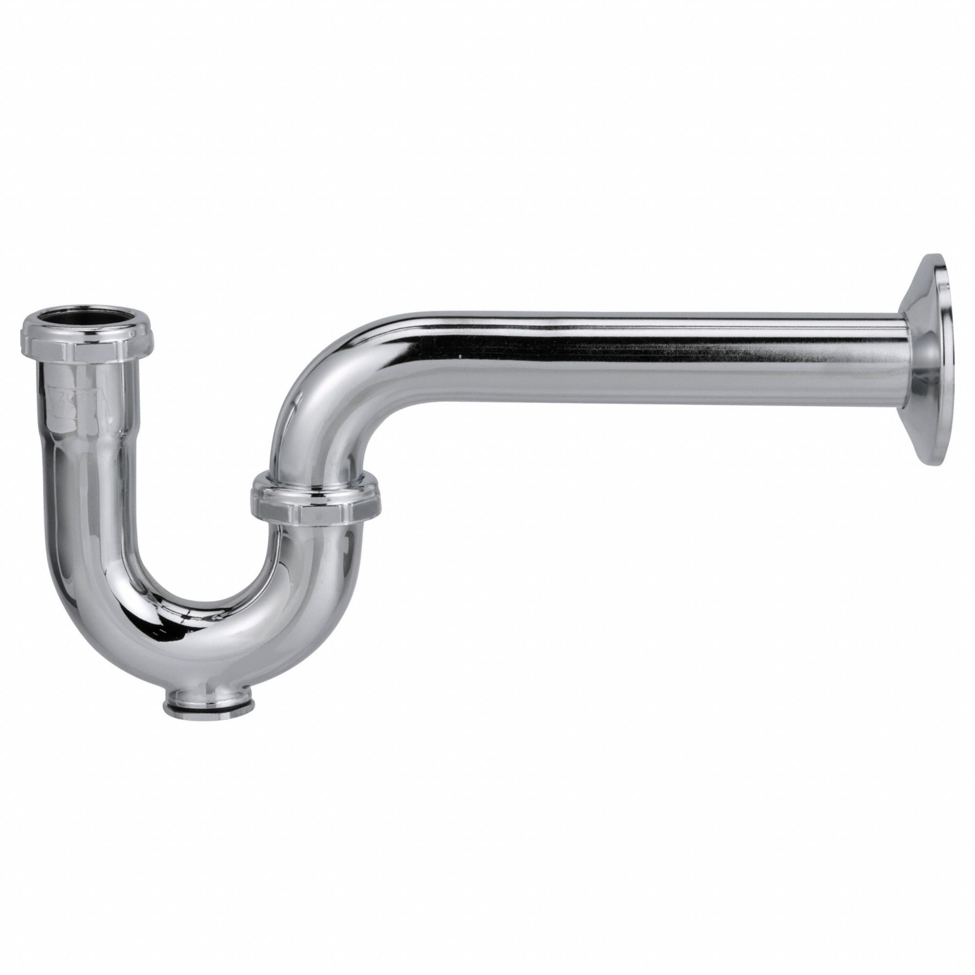 Trap: Brass, Chrome, Silver, 1 1/4 in Nominal Pipe Size, 11 1/4 in Overall Lg, Compression